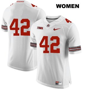 Women's NCAA Ohio State Buckeyes Bradley Robinson #42 College Stitched No Name Authentic Nike White Football Jersey MI20V25NB